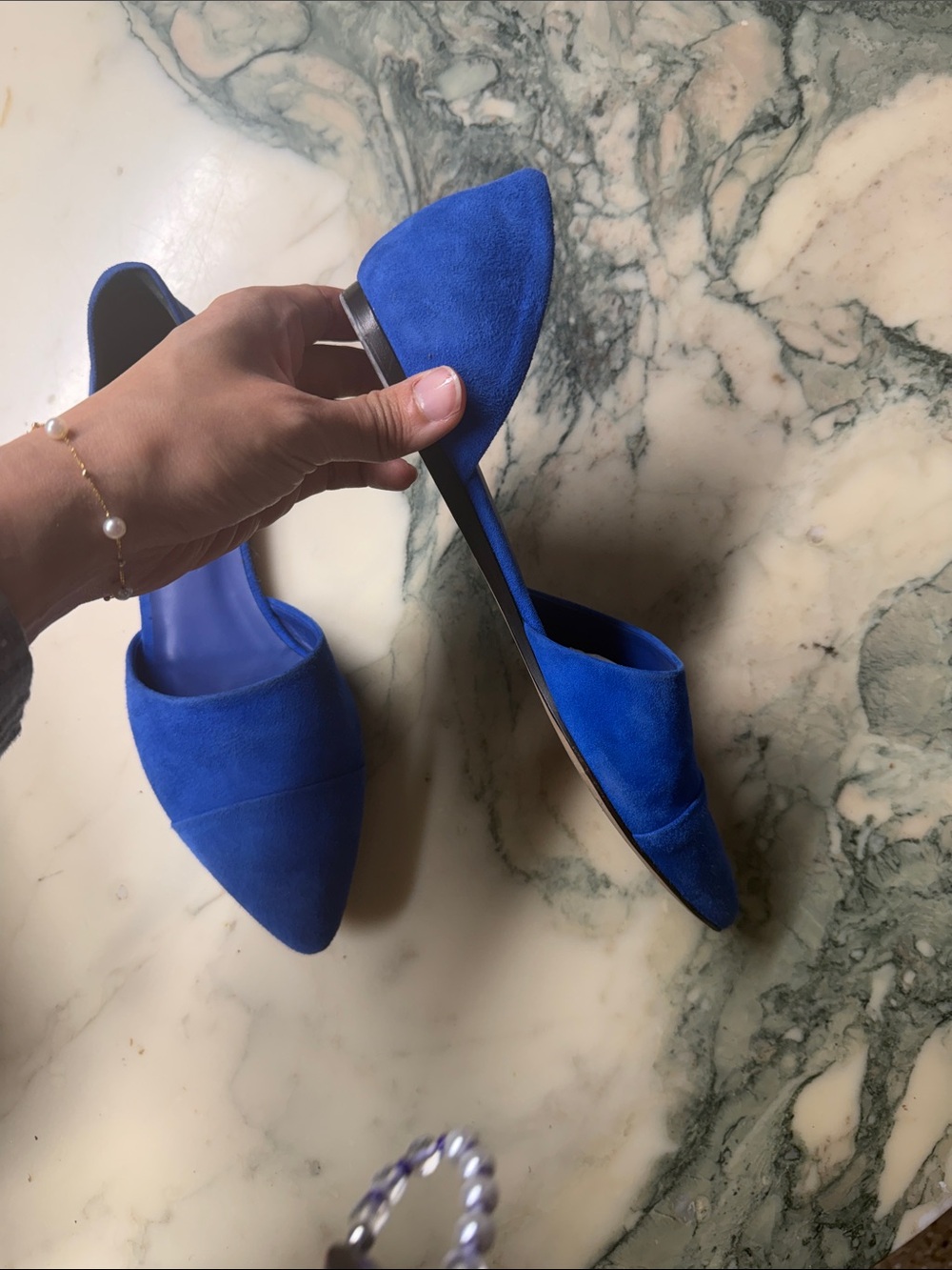 Jenni Kayne Royal Blue Suede D'Orsay Pointed Flats - Picture 5 of 6